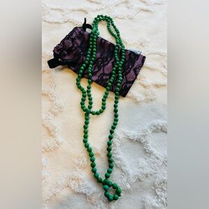 Green beaded strand necklace